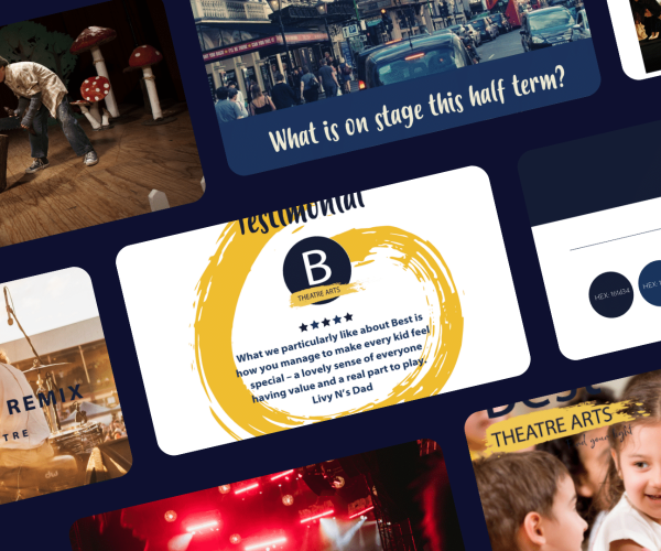 Theatre school Logo and graphic design work to tell their story
